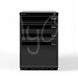 Cassettiera in Metallo, con Serratura, 3 Cassetti, 41,8x41,8x9,5 Cm, nero