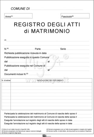 CONSERVAZIONE DEGLI ATTI DI MATRIMONIO - (CONF. DA 25 PZ.)