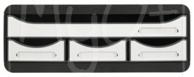 Supporto Monitor con Cassetti, Glossy, in Plastica Riciclata, bianco glossy