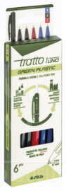 Penna Tratto 1 Green, Twist, a Sfera, Punta Media, Tratto 0,5 mm, Vari Confezionamenti, 6 assortiti
