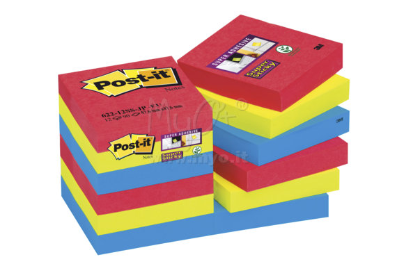 Post-it® Super Sticky Bora Bora, 6 Blocchi, Varie Dimensioni