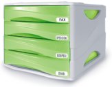 Cassettiera Smile, 4 Cassetti, Disponibile in Vari Colori, cassetti verde traslucido